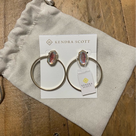 KENDRA SCOTT NWT Mayra Dichroic Glass Gold Hoop Earrings - Picture 4 of 9